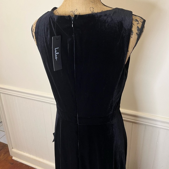 Lulus black velvet sleeveless maxi dress size L - Picture 10 of 11